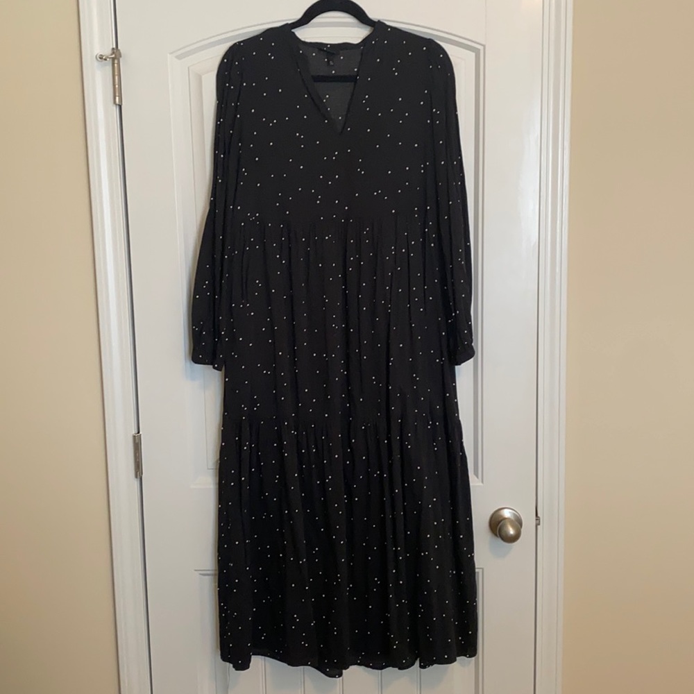 Like New Who What Wear Black Polka Dot Midi Dress- Size M